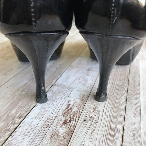 Steve Madden Black Patent Peep Toe Platform Sz 10 - Picture 3 of 8